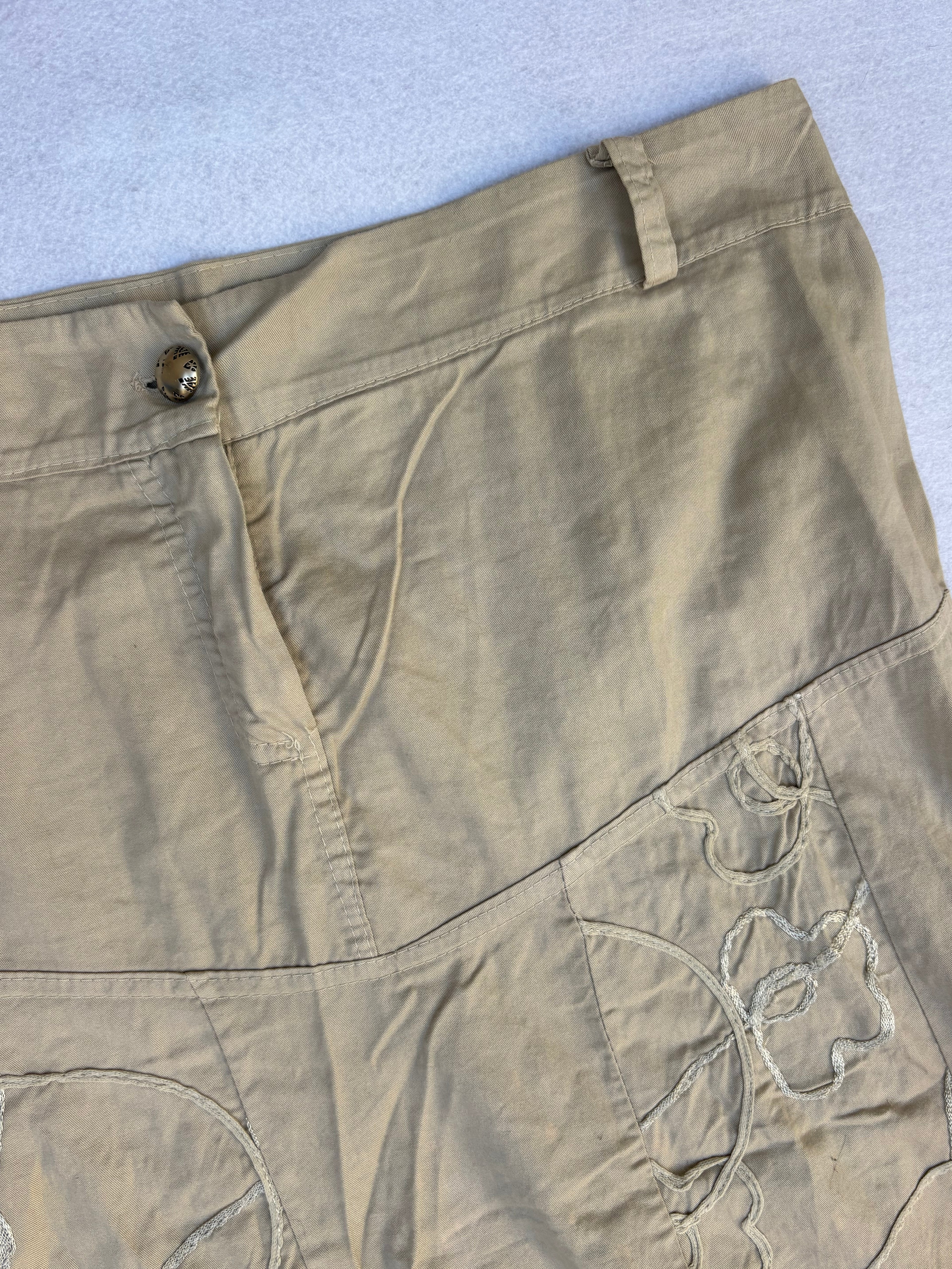 Y2K Beige Cotton Midi Skirt (L)