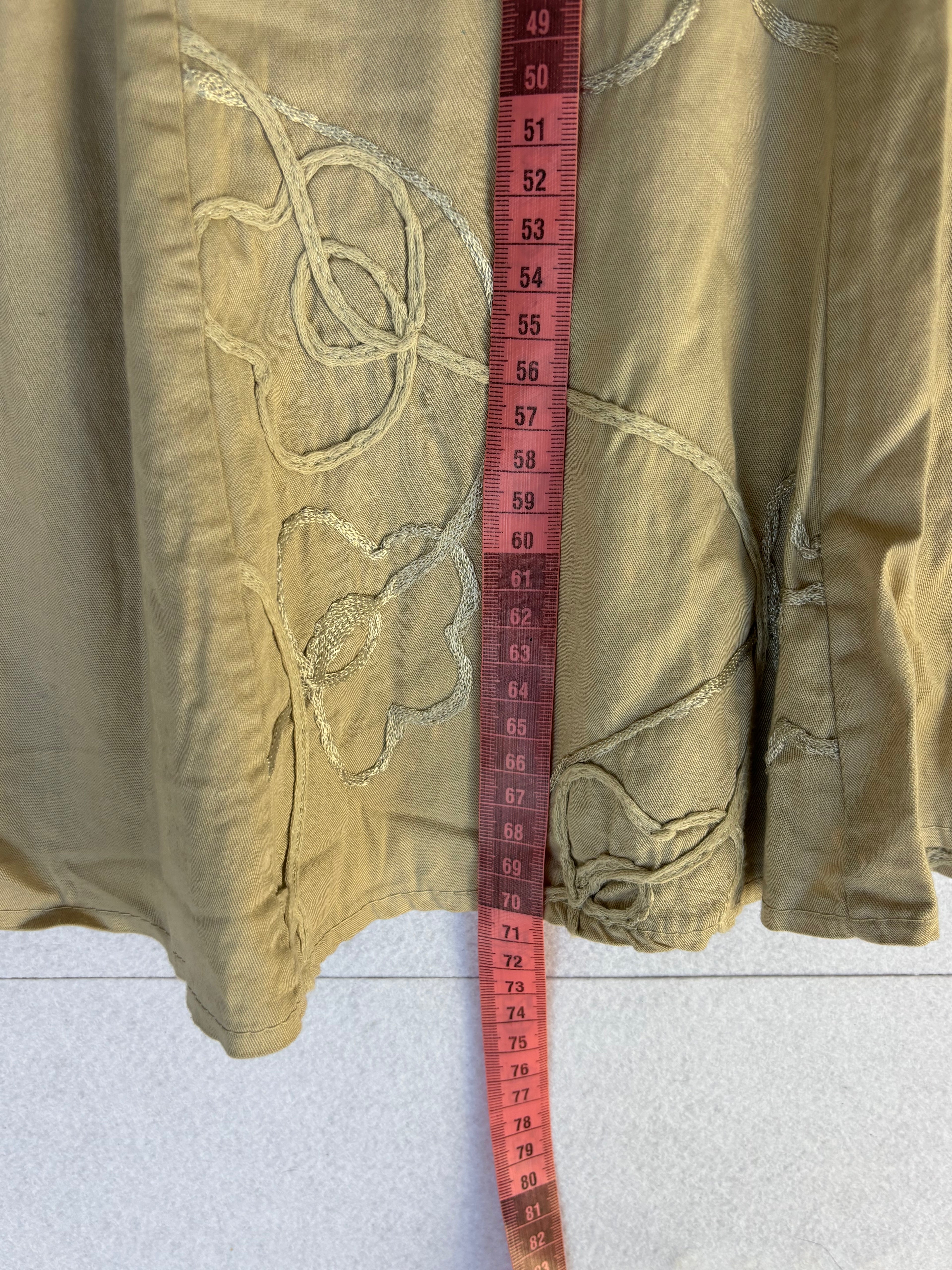 Y2K Beige Cotton Midi Skirt (L)