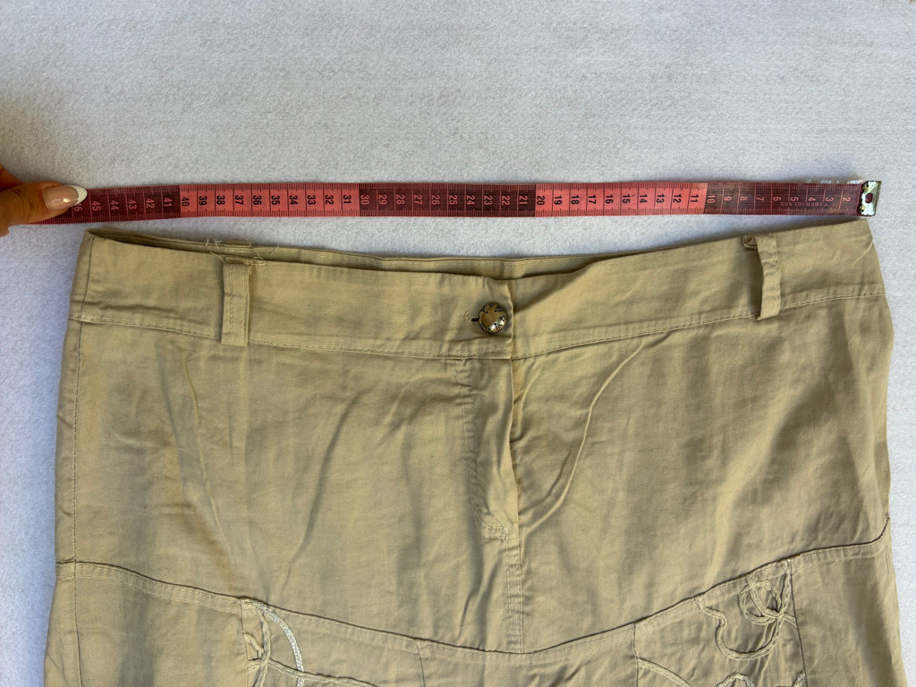 Y2K Beige Cotton Midi Skirt (L)