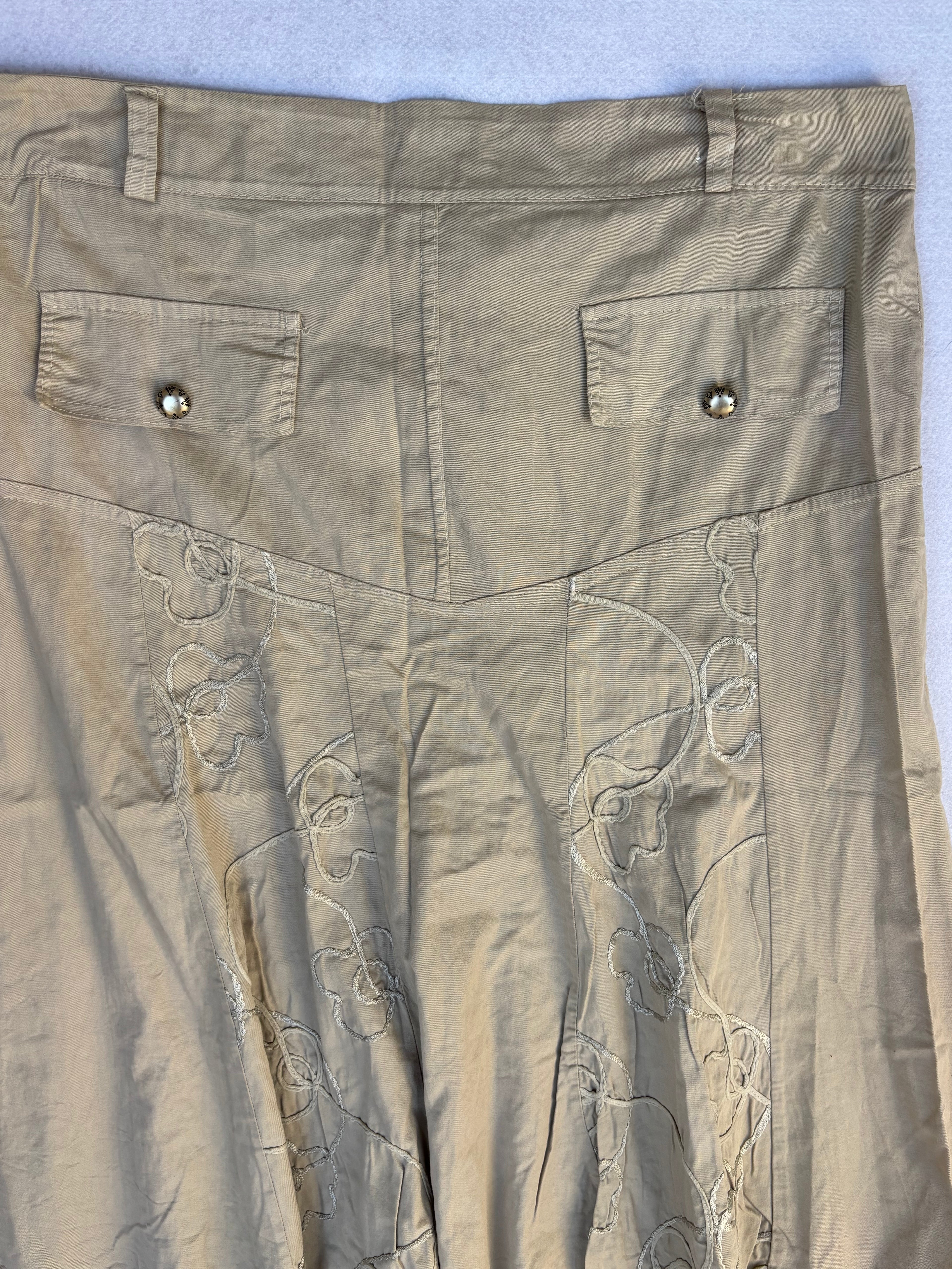 Y2K Beige Cotton Midi Skirt (L)