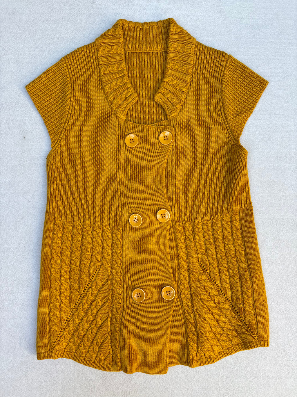 Vintage Mustard Knitted Cardigan (M)
