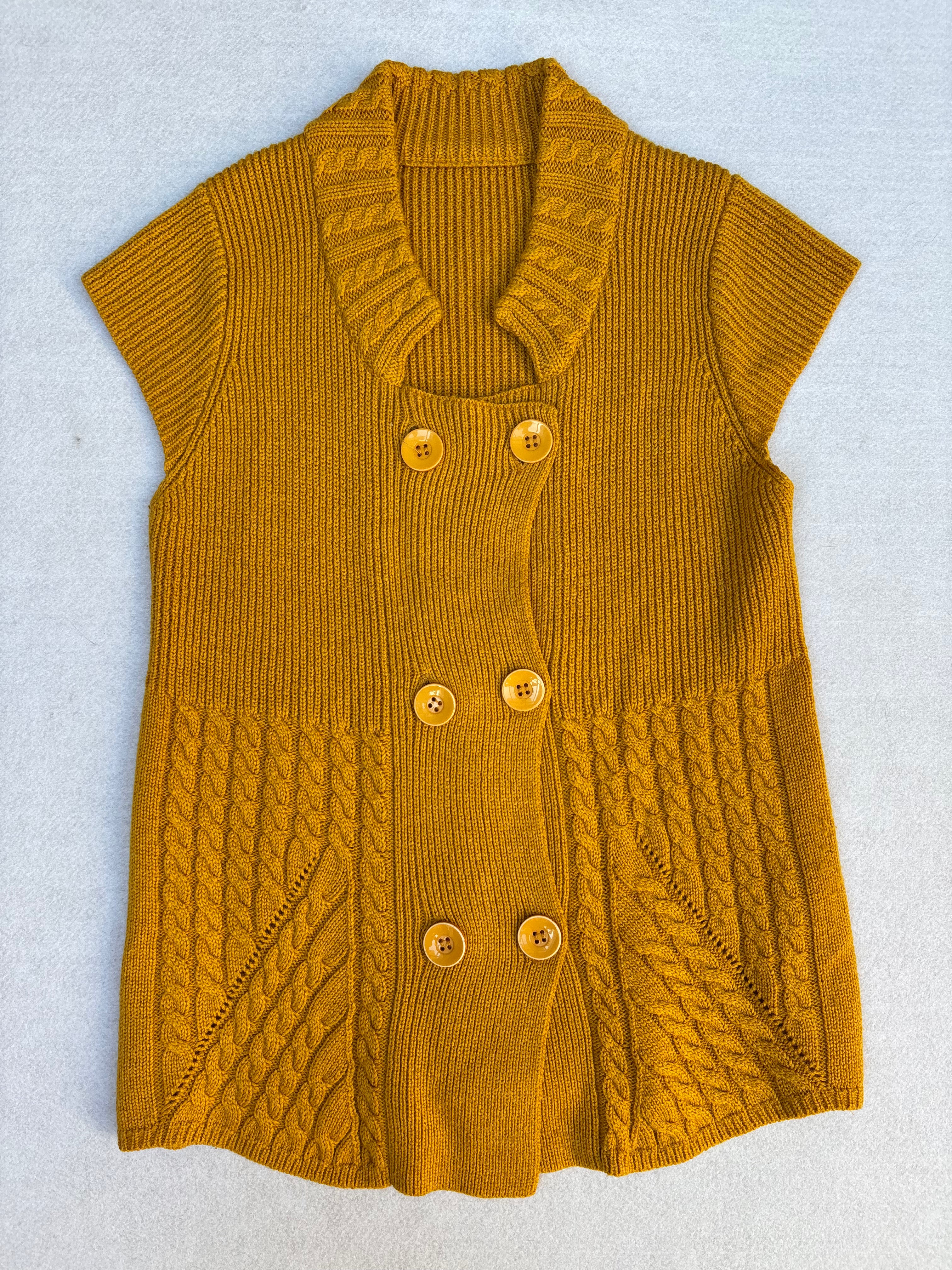 Vintage Mustard Knitted Cardigan (M)