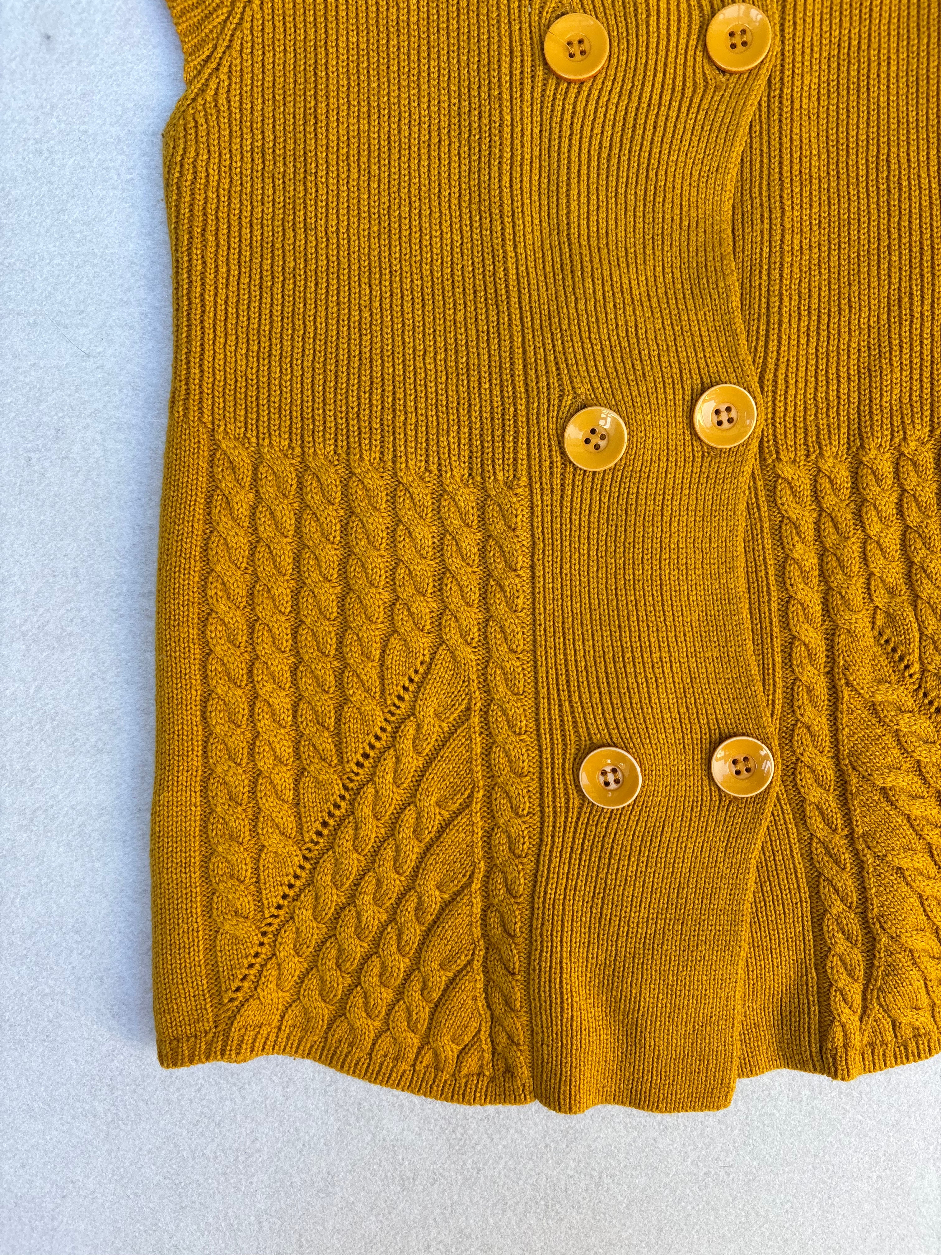 Vintage Mustard Knitted Cardigan (M)