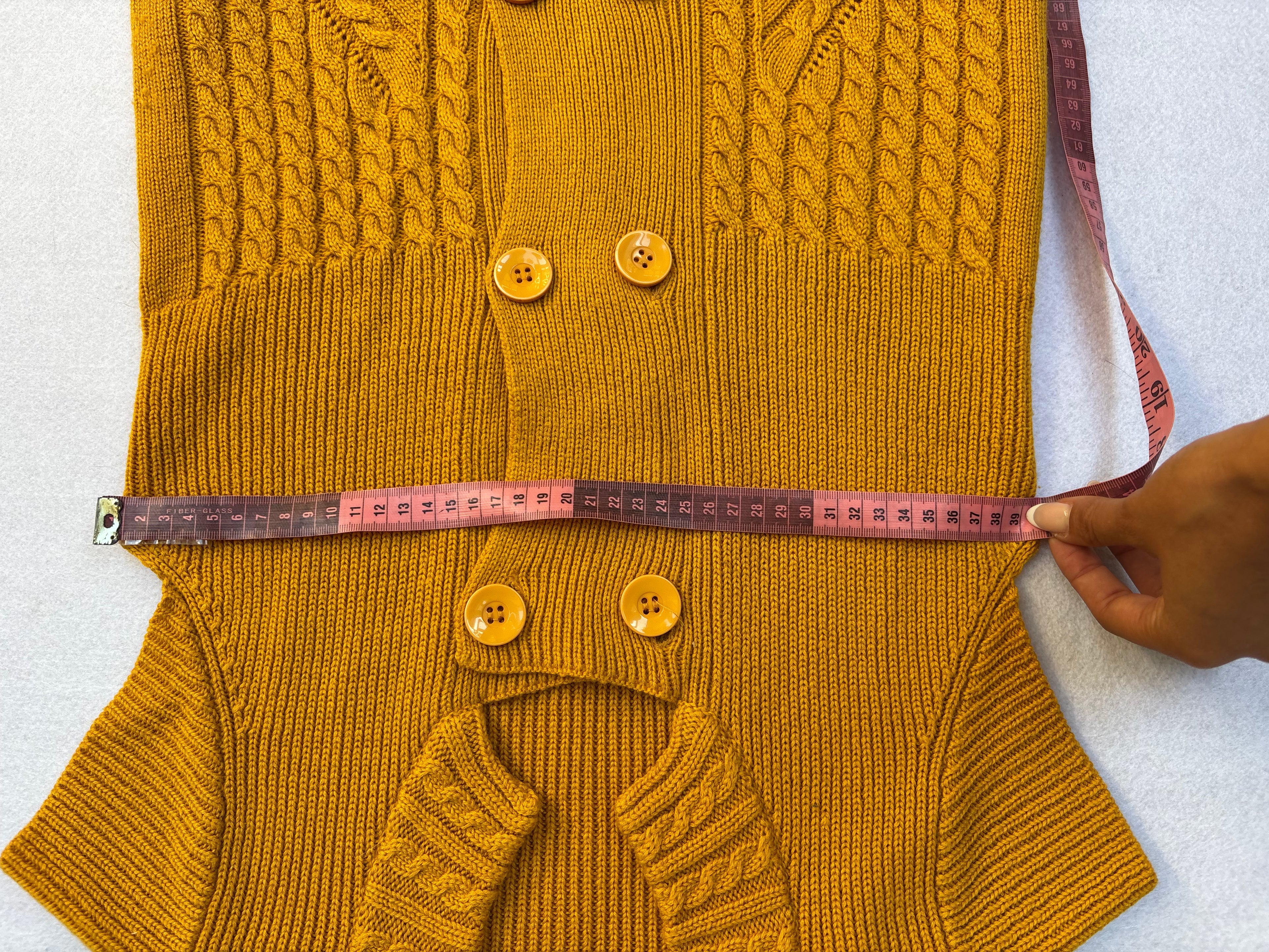 Vintage Mustard Knitted Cardigan (M)