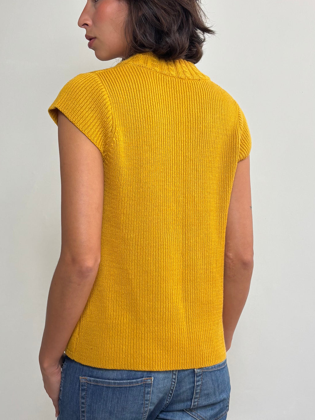 Vintage Mustard Knitted Cardigan (M)