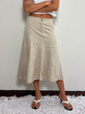 Y2K Beige Cotton Midi Skirt (L)