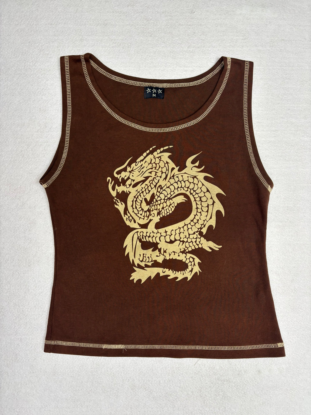 Top com Estampado de Dragão Castanho (M)