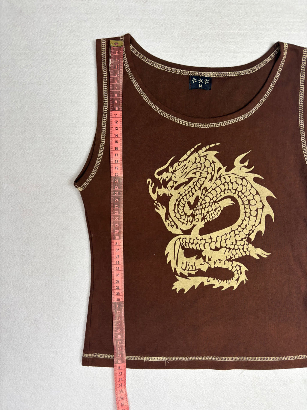 Top com Estampado de Dragão Castanho (M)