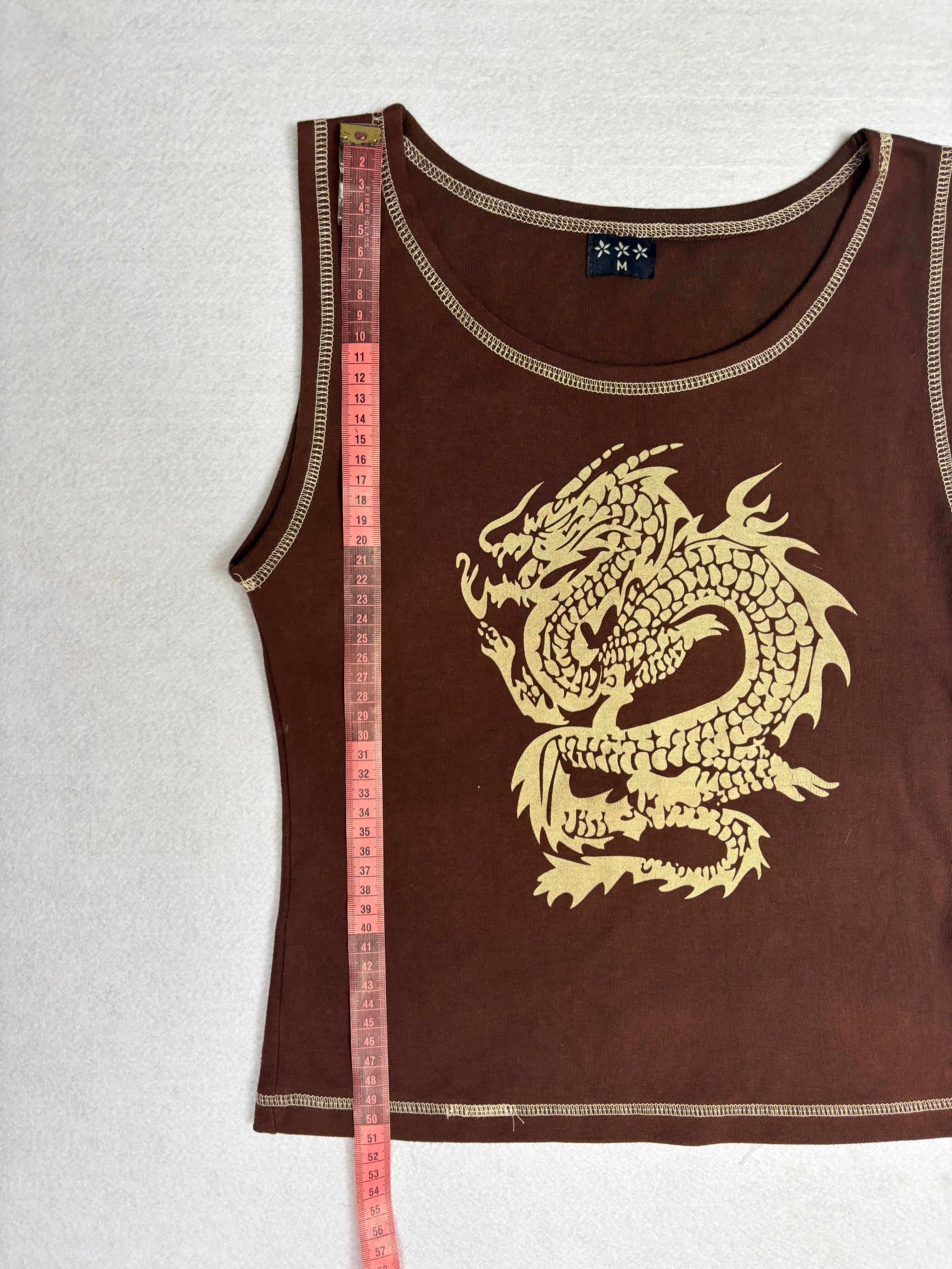 Top com Estampado de Dragão Castanho (M)