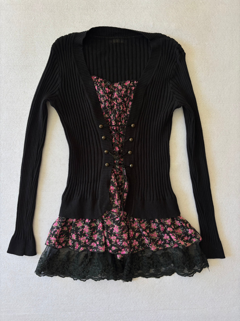 Black Coquette Long Sleeve Top (S)