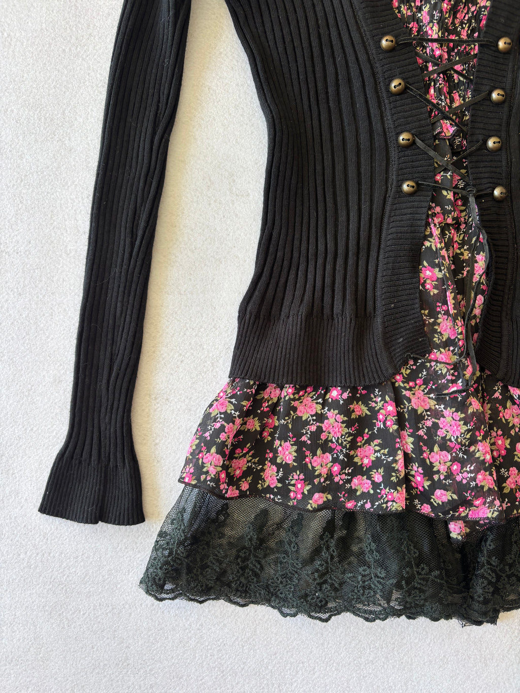 Black Coquette Long Sleeve Top (S)