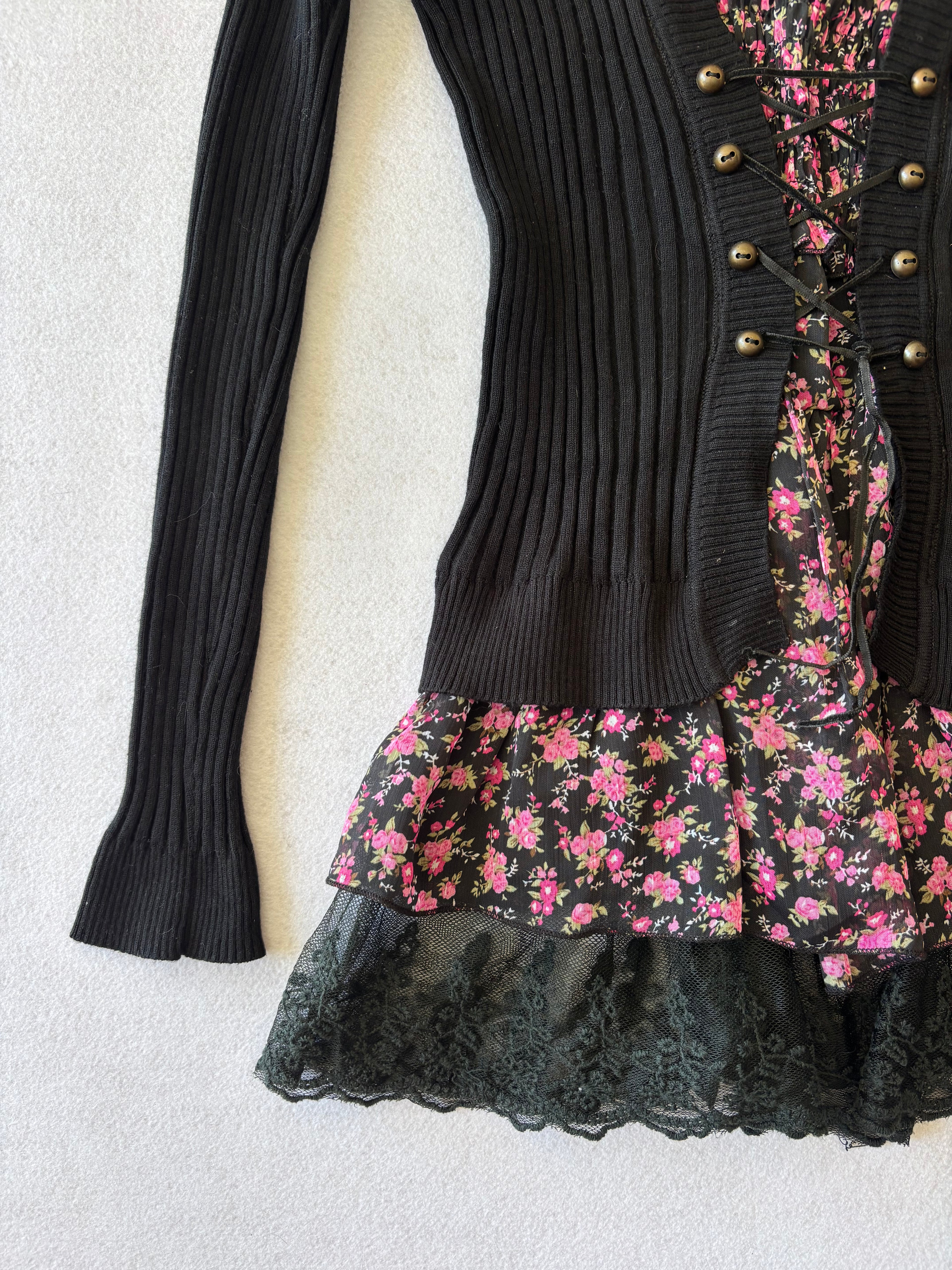 Black Coquette Long Sleeve Top (S)
