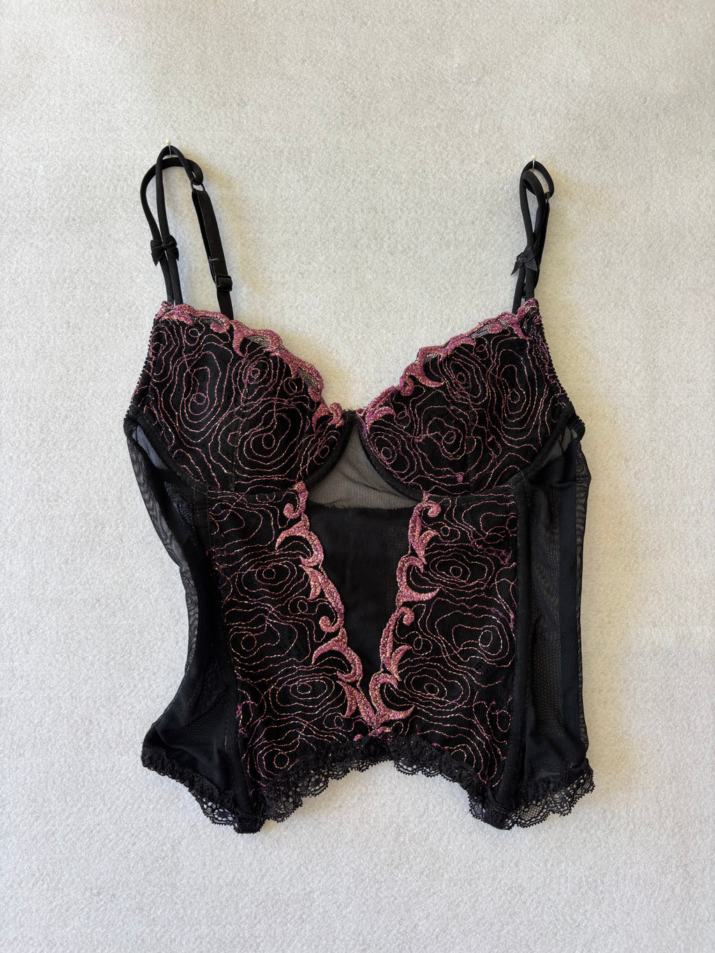 Black Corset with Pink Lace (XS)