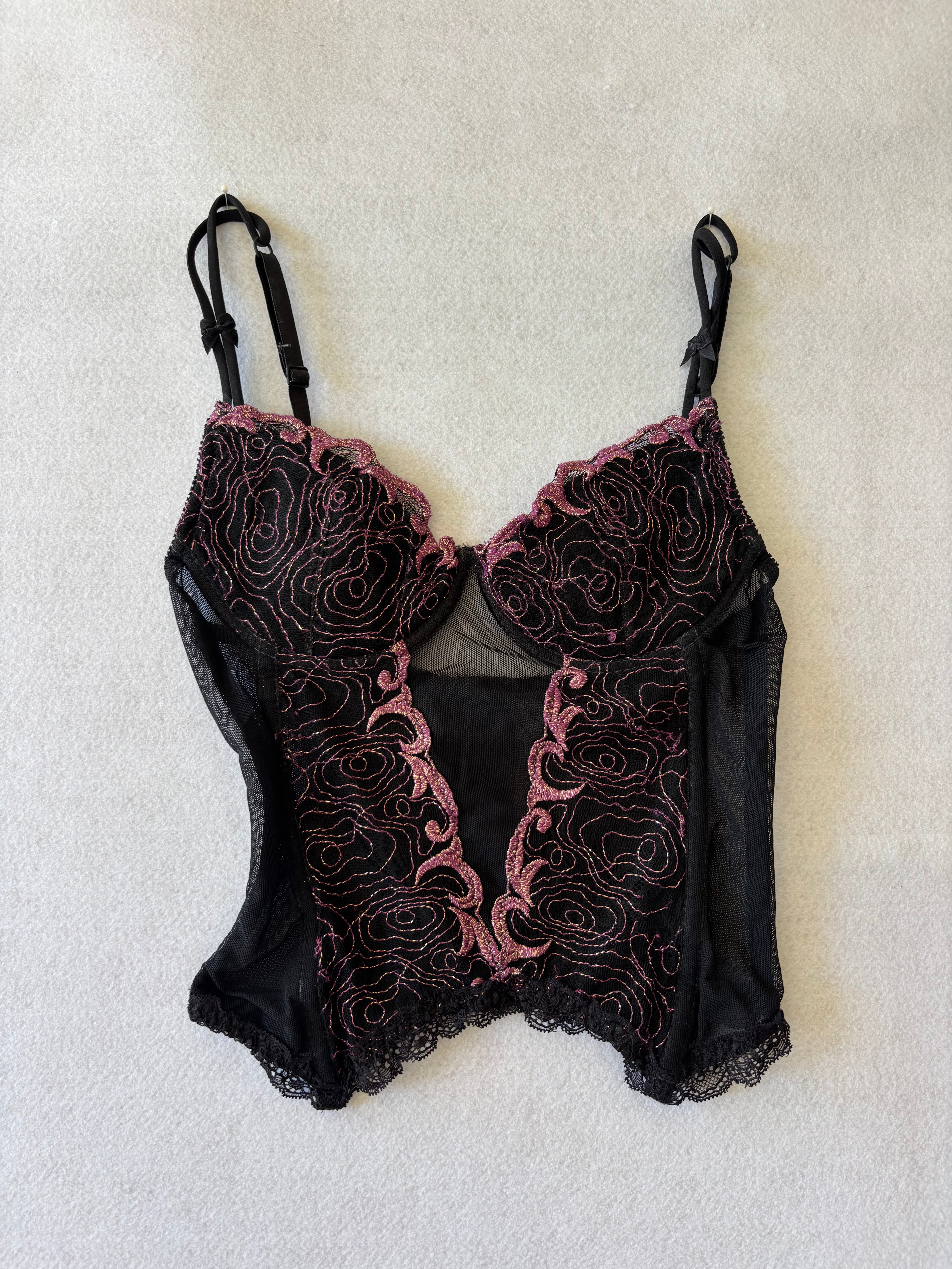 Black Corset with Pink Lace (XS)