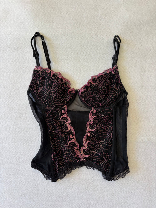 Black Corset with Pink Lace (XS)