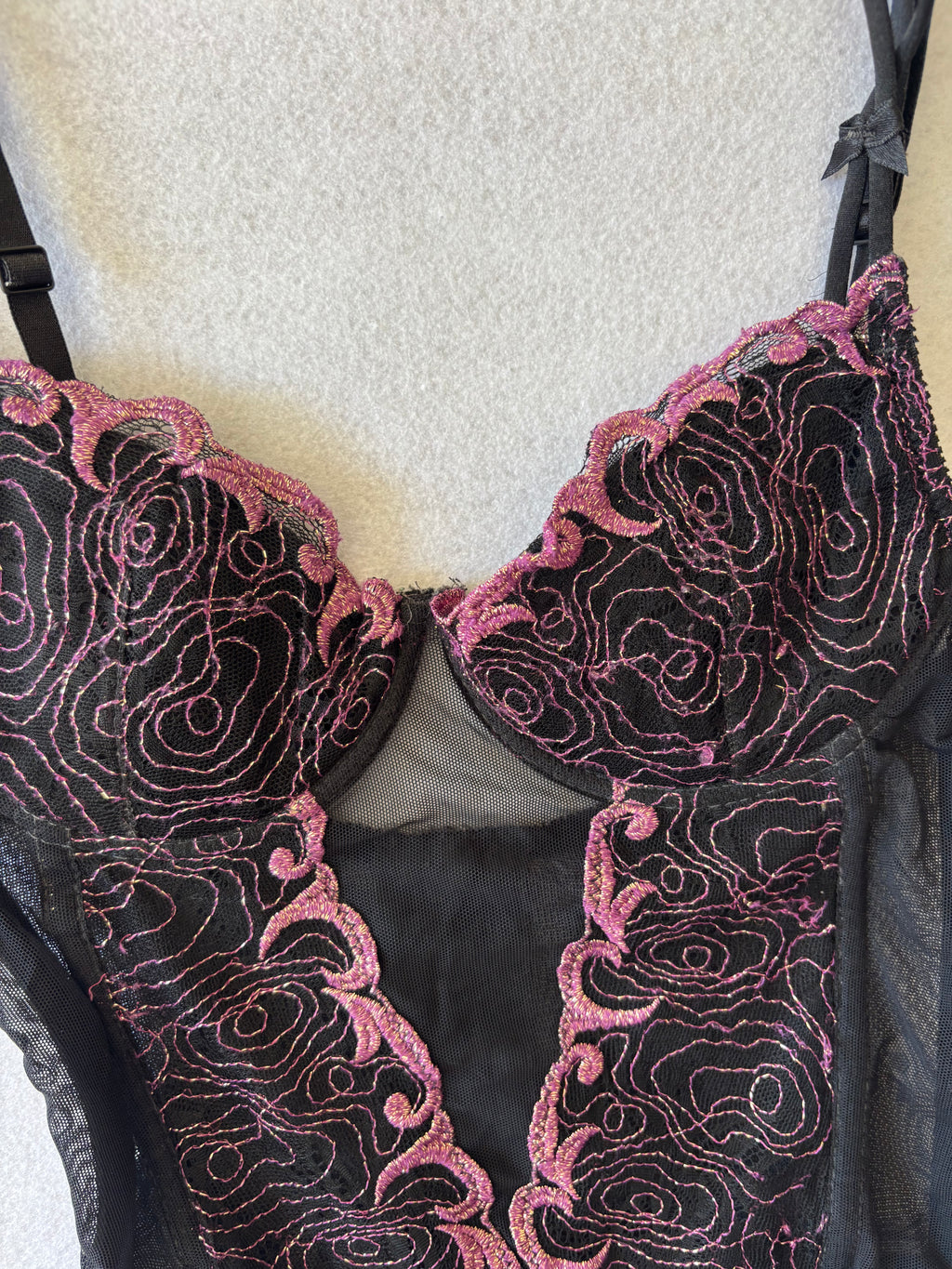 Black Corset with Pink Lace (XS)