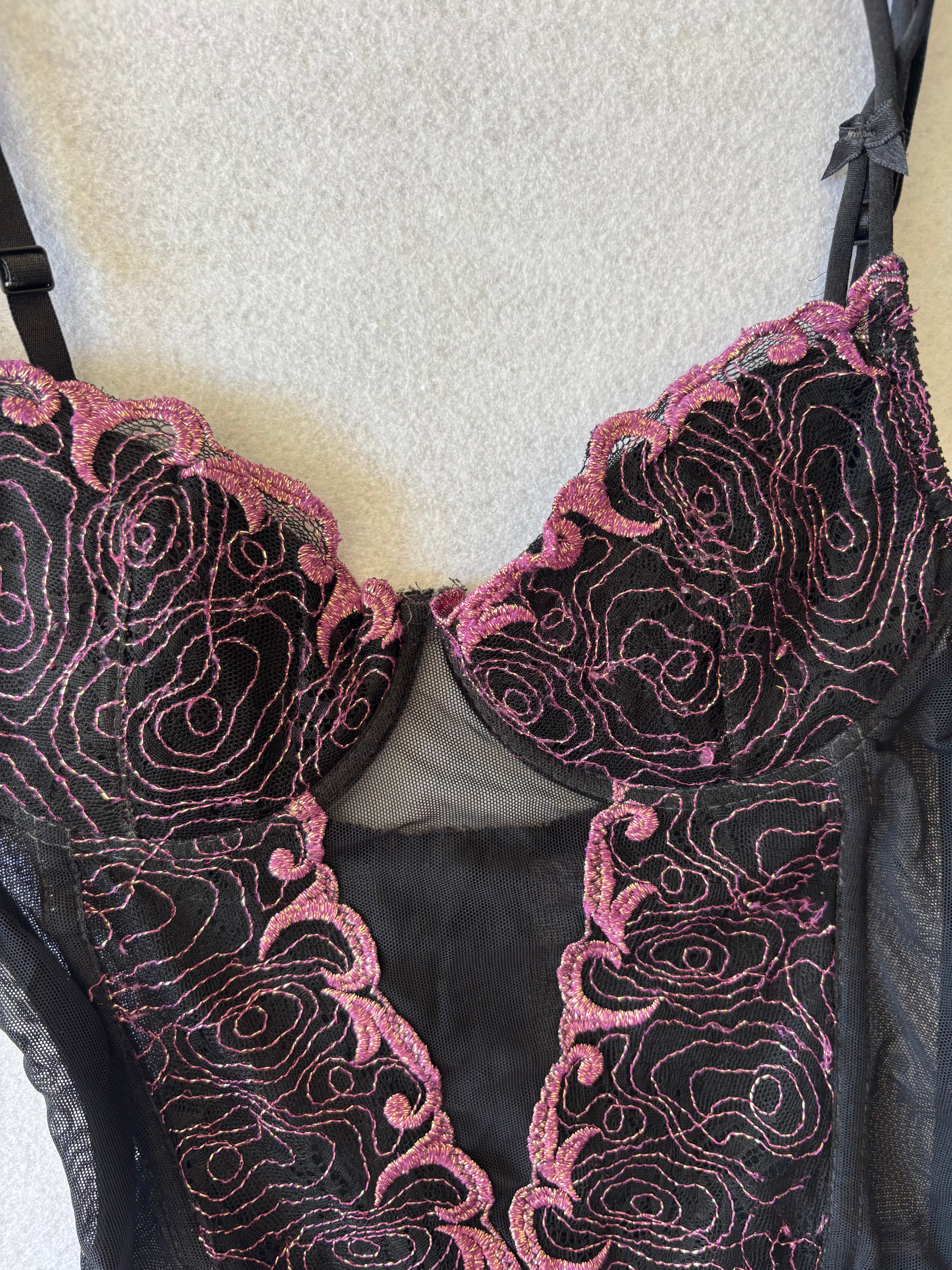 Black Corset with Pink Lace (XS)