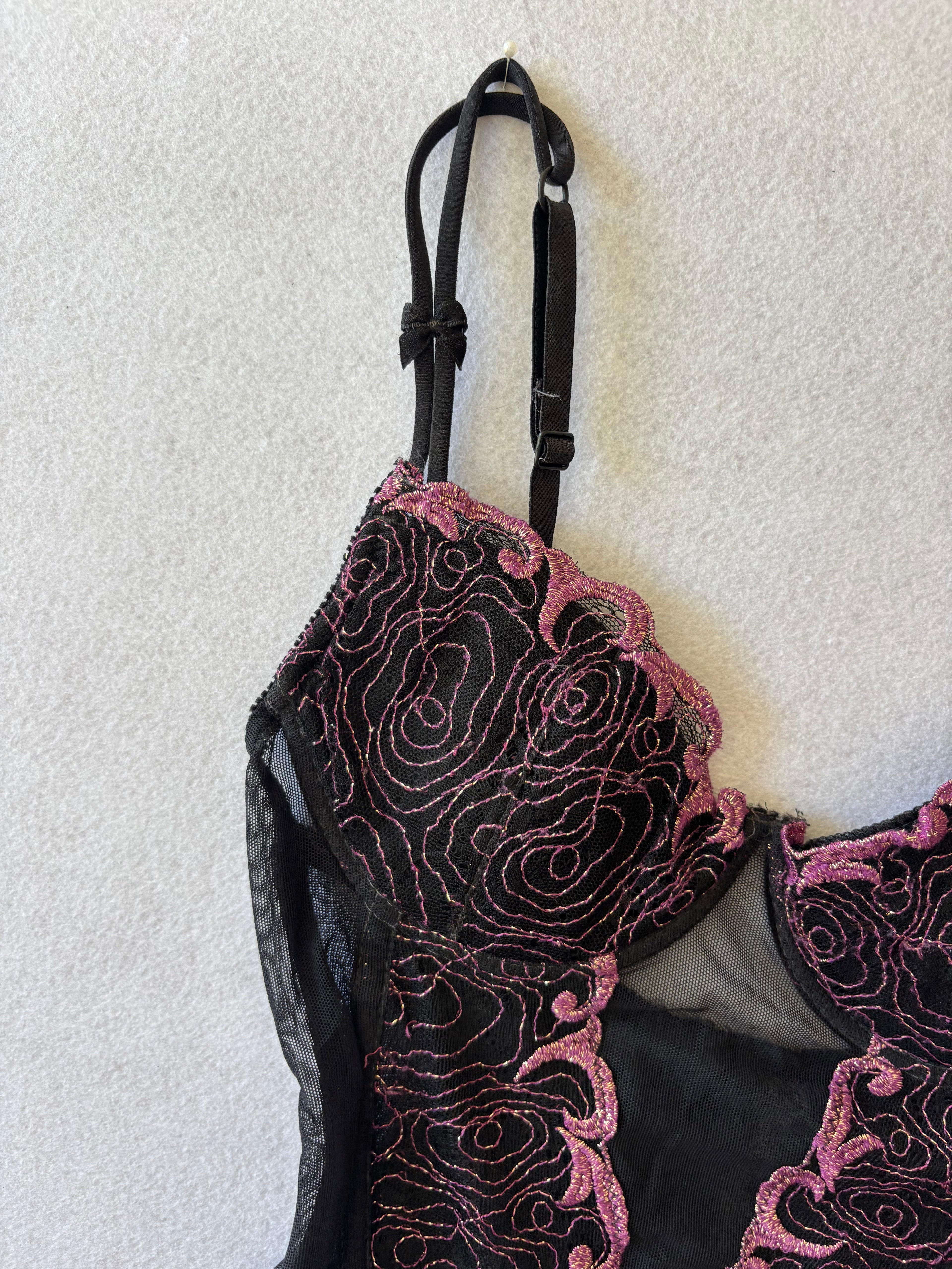 Black Corset with Pink Lace (XS)