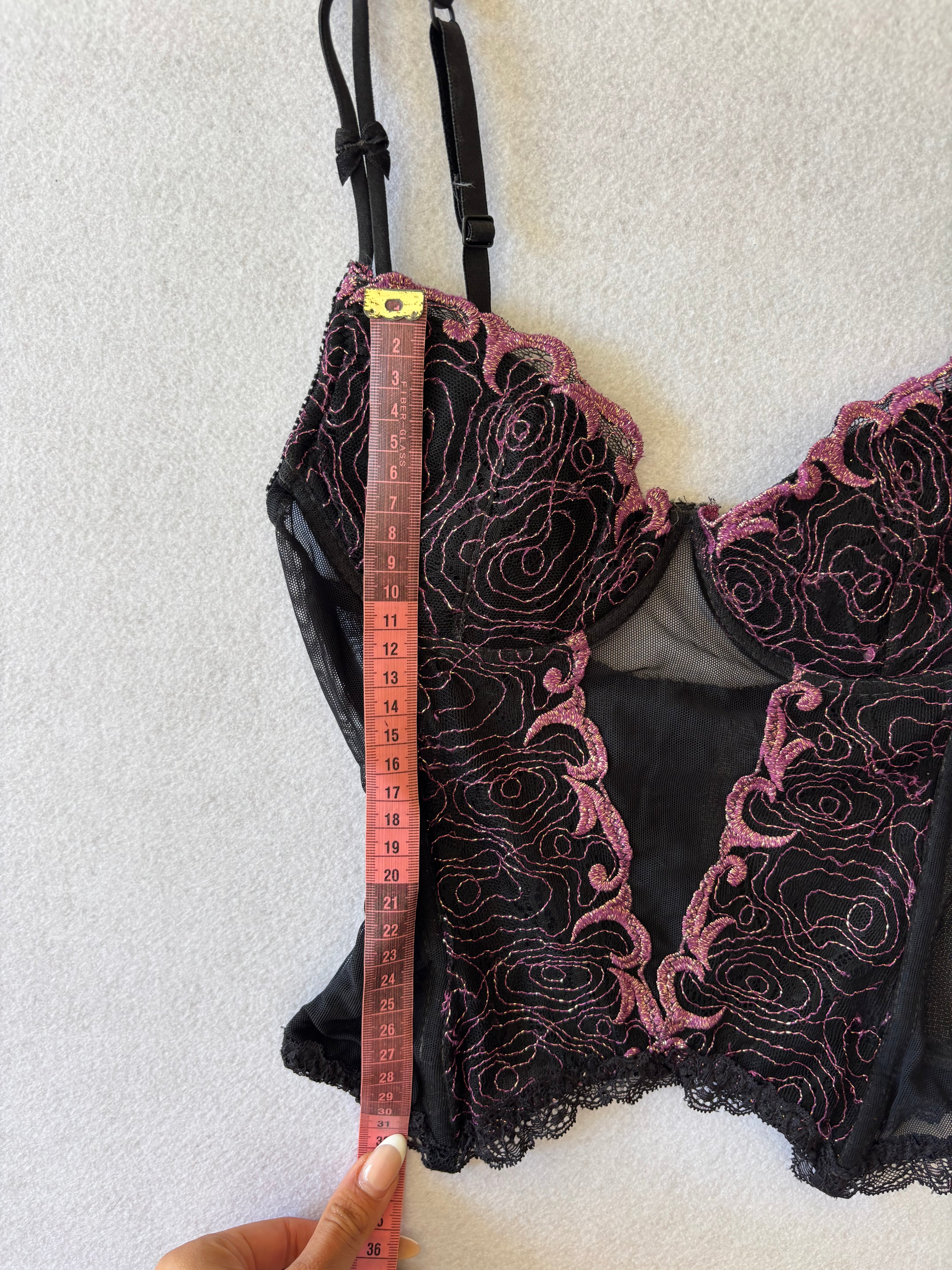 Black Corset with Pink Lace (XS)