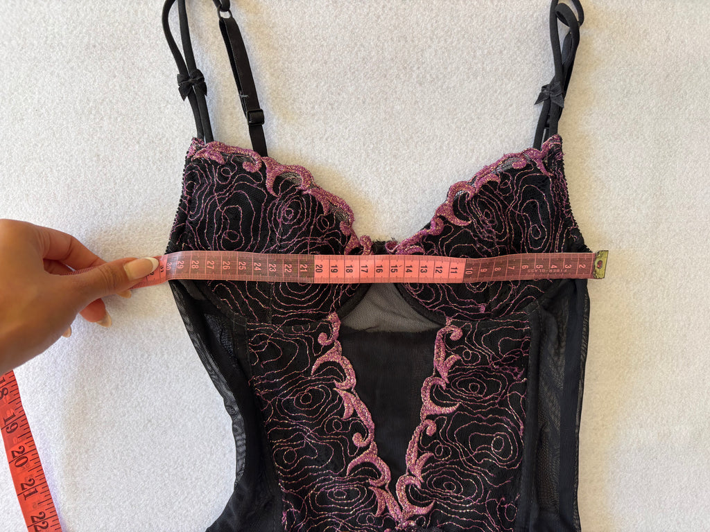Black Corset with Pink Lace (XS)