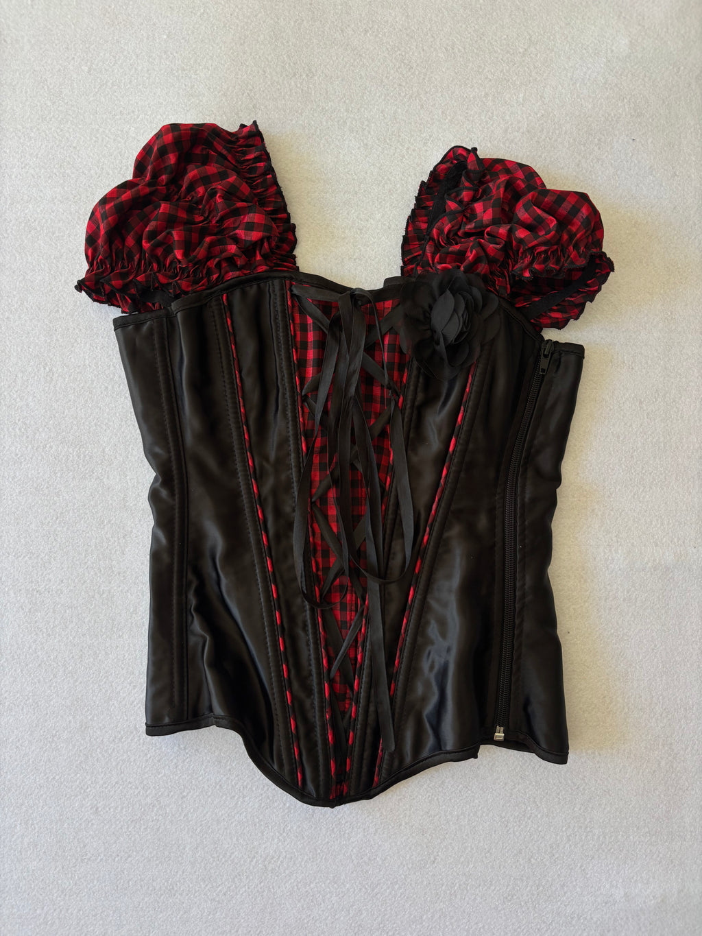 Y2K Red And Black Corset Top