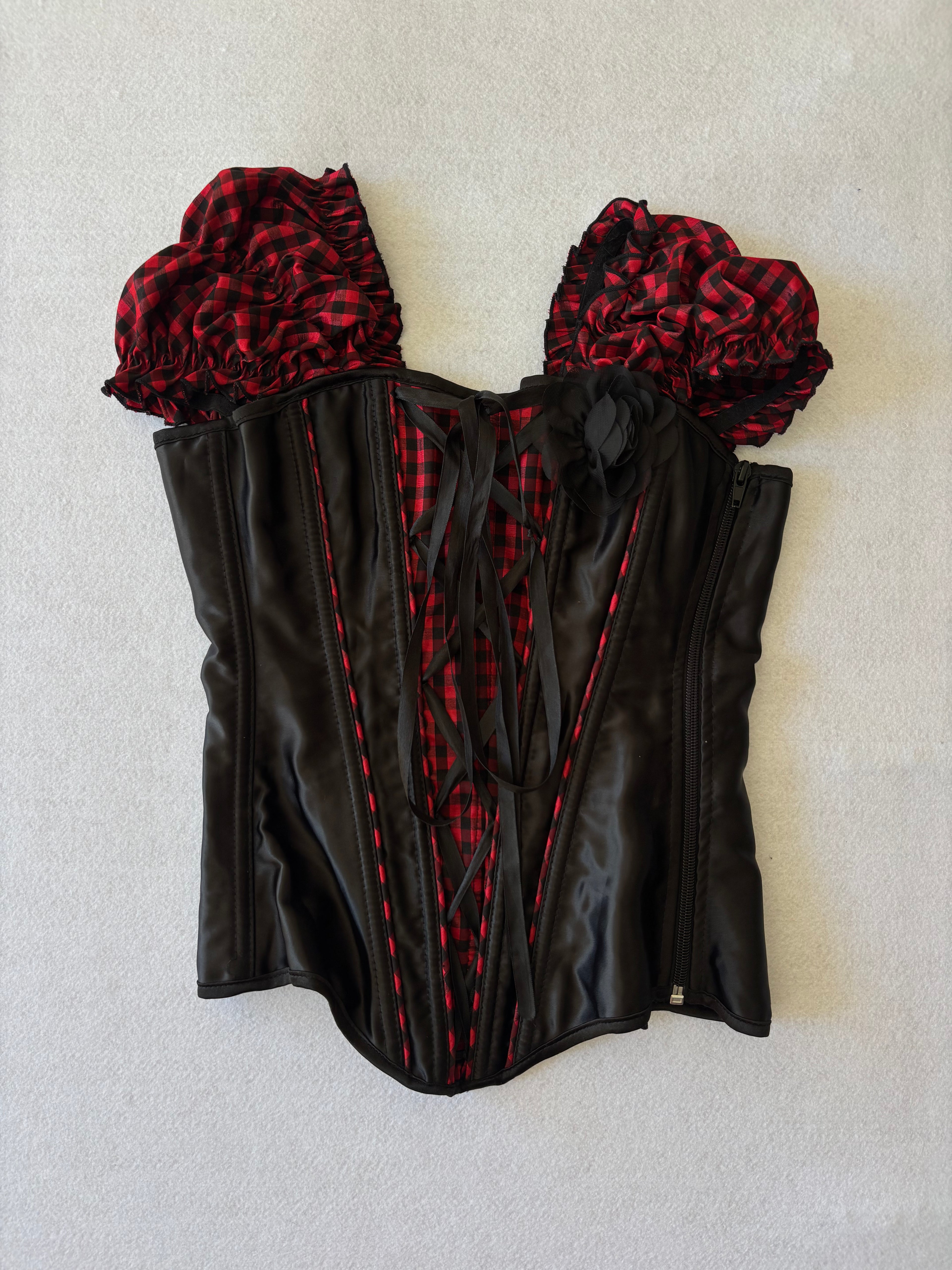 Y2K Red And Black Corset Top