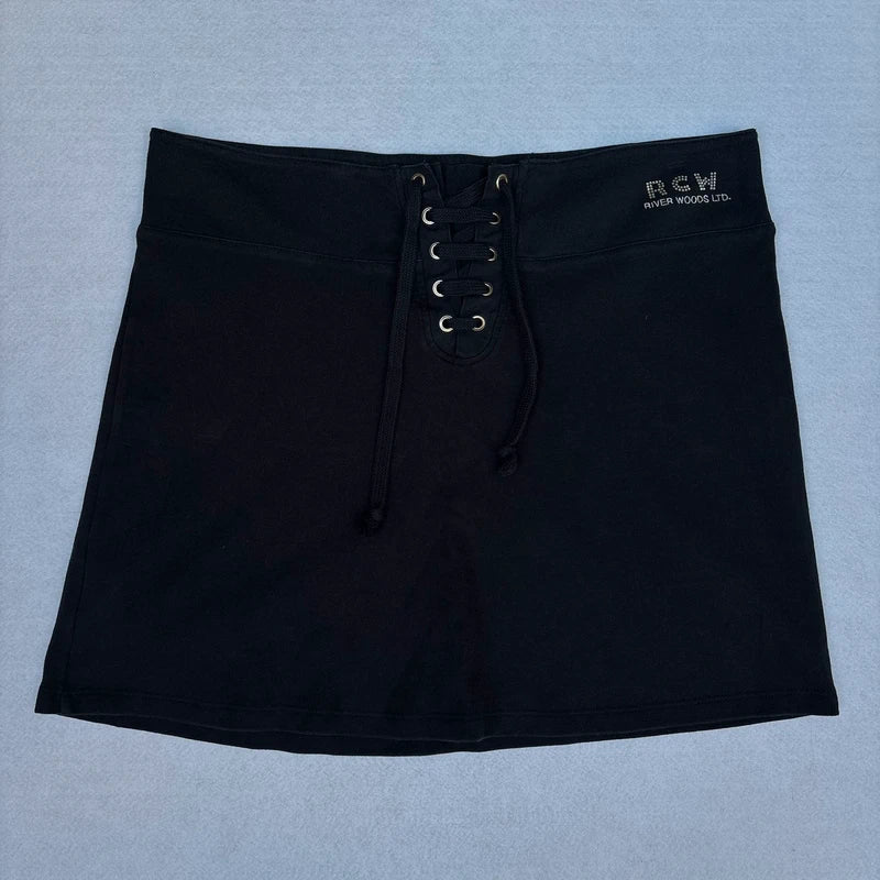 Y2K River Woods Dark Navy Sporty Mini Skirt (M)