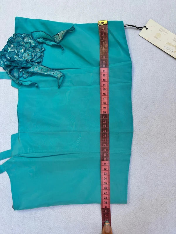Turquoise Corset Cropped Top Floral Detail (L)