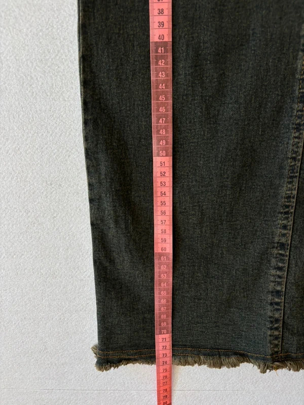 Y2K Washed Black Denim Midi Skirt (S)