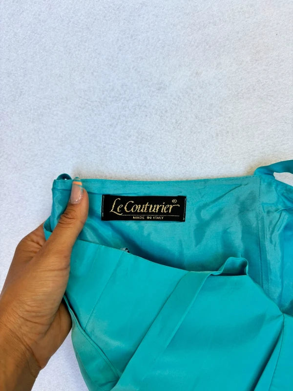Turquoise Corset Cropped Top Floral Detail (L)